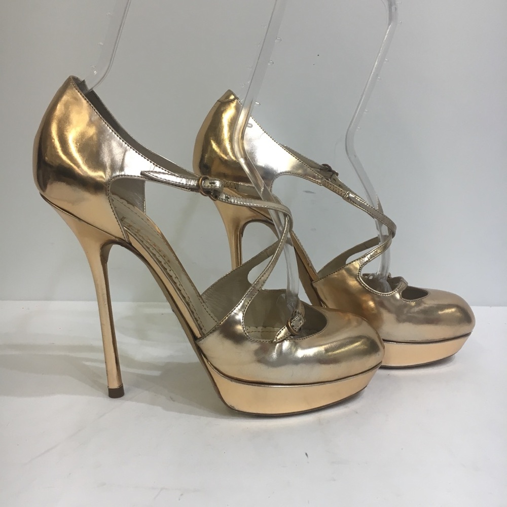 John Galliano Gold Leather Heels